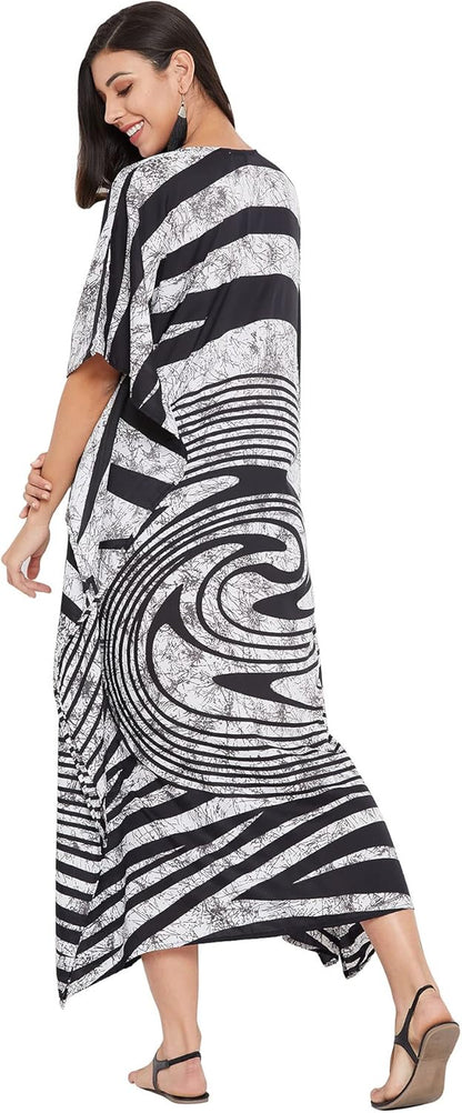 Women plus Size Kaftans Kimono Polyester Dresses Loose Caftan Dress Ladies Evening Casual Long Maxi