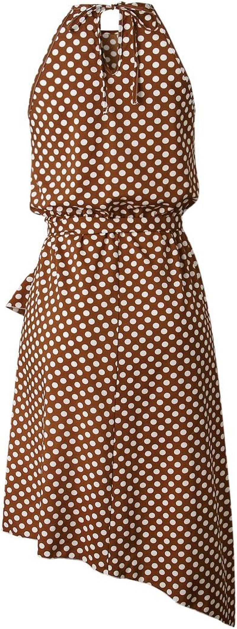 Polka Dot Womens Summer Dress Flowy Cute High Low Sleeveless Boho Criss Cross Halterneck Cocktail Midi Sundress 2025