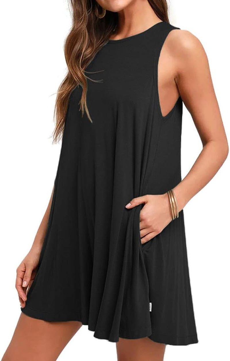 Women Summer Casual Swing T Shirt Dresses Beach Cover up Loose Dress