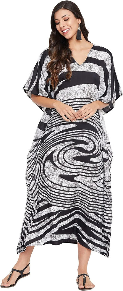 Women plus Size Kaftans Kimono Polyester Dresses Loose Caftan Dress Ladies Evening Casual Long Maxi