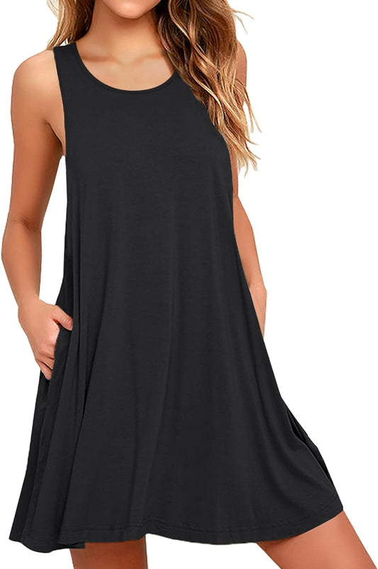 Women Summer Casual Swing T Shirt Dresses Beach Cover up Loose Dress