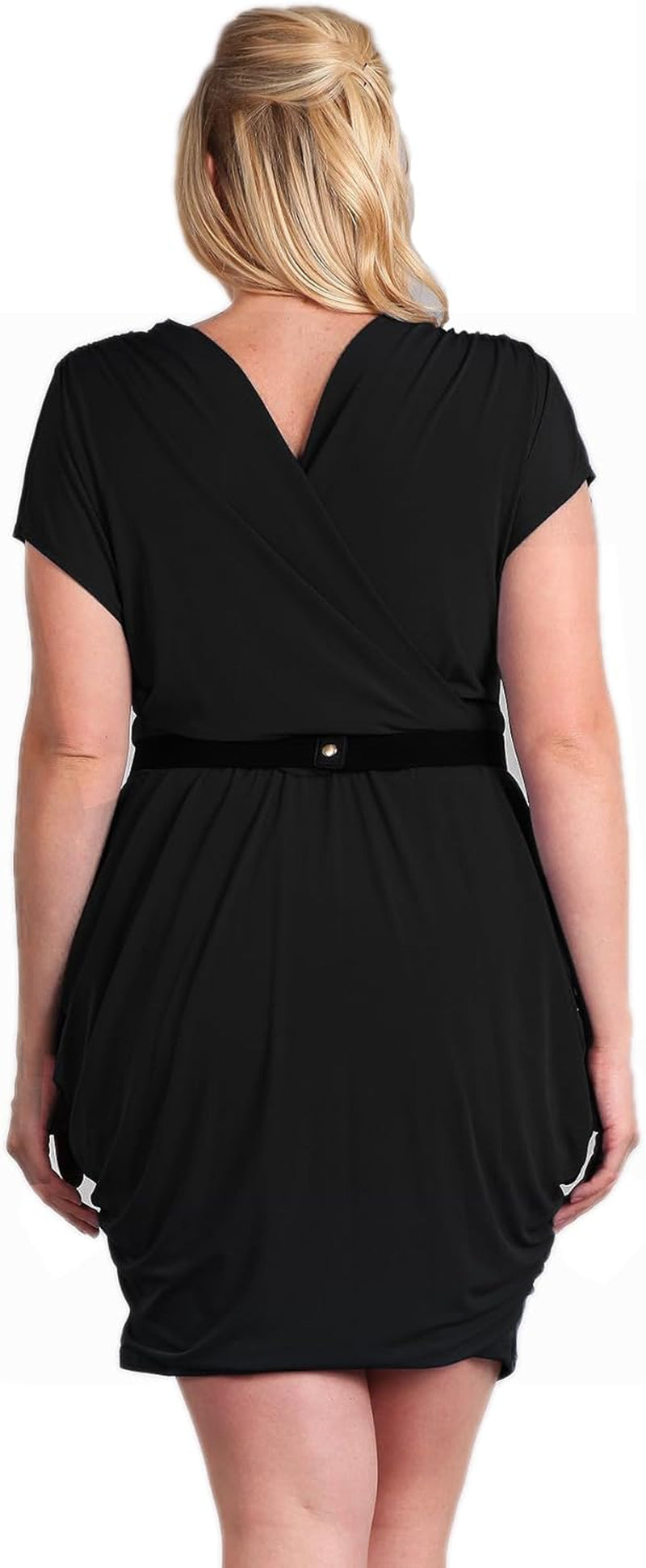 Evogues plus Size Deep V-Neck Wrap Bodice Dress