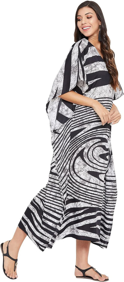 Women plus Size Kaftans Kimono Polyester Dresses Loose Caftan Dress Ladies Evening Casual Long Maxi