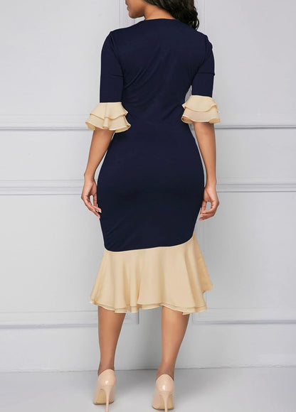 Women Bodycon Dress Cocktail Work Half Sleeve Bow Tie Party Dresses